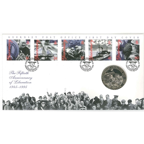 2304 - Guernsey PNCs; 1995 Liberation Anniv. FDC with matching 1995 £2 coin.