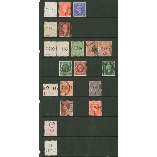 443 - UK Perfins; Letter O, QV to KG6. (c.1,100 items).