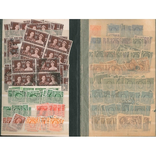 513 - UK Mixed Lots; 1840-1950 small but well-filled old stockbook from two penny blacks (1-margin and 2-m... 