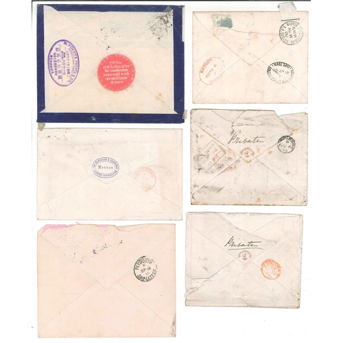 72 - Covers; small seln. inc. 1875 UK to Singapore with 2/-, 6d, and 1d with 