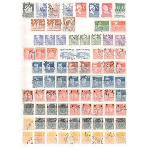 1804 - Sweden; stockbook with bulk lot of used 1920-33 Postemblem values (2 to 26 each of 12 values), plus ... 