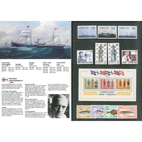 1342 - Faroe Islands; 1983 year pack with 11 stamps and 1 m.s. u.m.