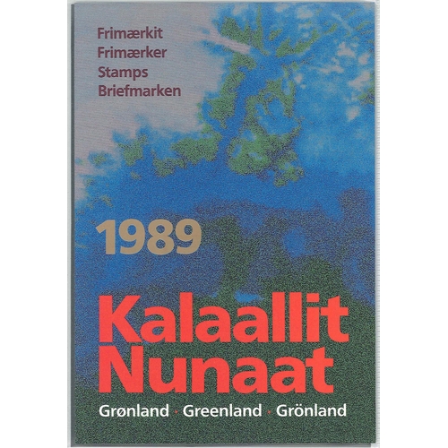 1491 - Greenland; 1989 year pack with 10 u.m. stamps and Christmas seal.