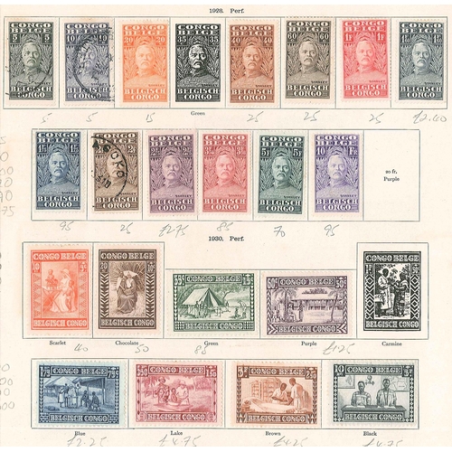 1190 - Belgian Congo; 1923-30 m. & u. seln. on old double-sided page, mainly good/fine. Cat.£148 (32)... 