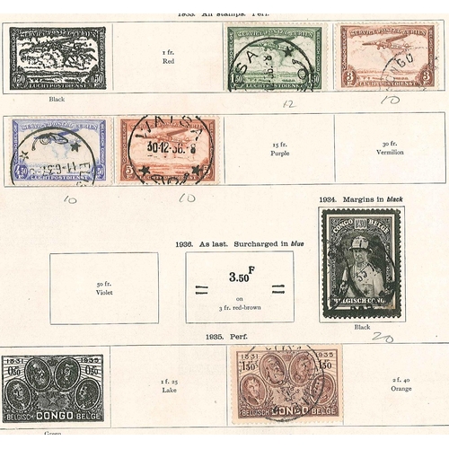 1191 - Belgian Congo; 1928-35 mainly used seln. on old double-sided page, mainly good/fine. Cat.£38 (25)... 