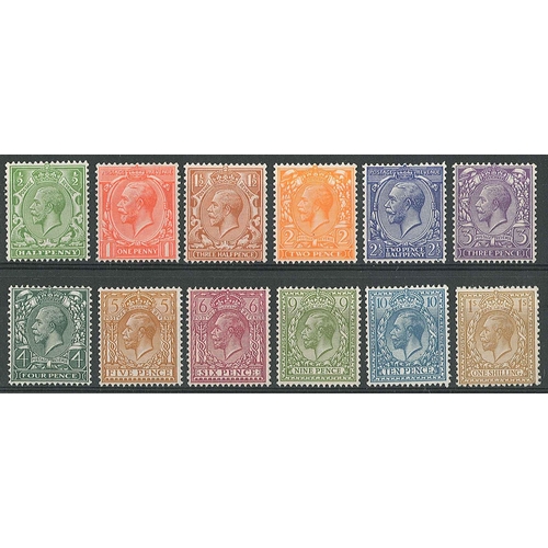 297 - UK; 1924-26 wmk. Block Cypher set (12) fine u.m. (small natural spot in gum of 10d), SG 418-429 cat.... 