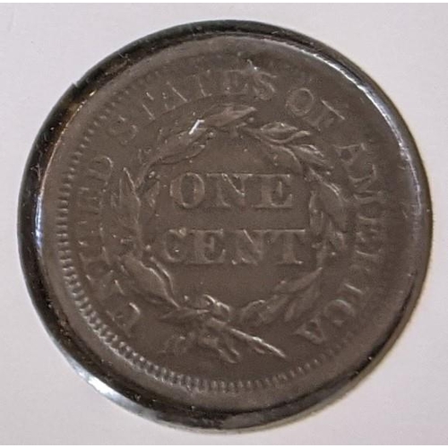 89 - Coins; U.S.A.; 1843 Mature Head cent, F+.