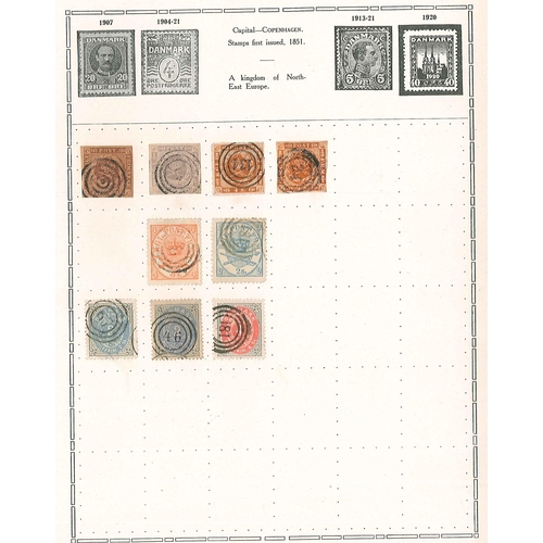 147 - Denmark; 1851-c.1930 small mainly used seln. on two pages inc. 1851 4rbs f.u., 1854-59 16s f.u., 192... 