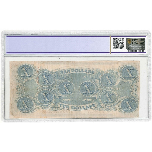 56 - Banknotes; Confederate States of America; 1863 Richmond, Virginia $10 note, Pick 60a. Encapsulated b... 