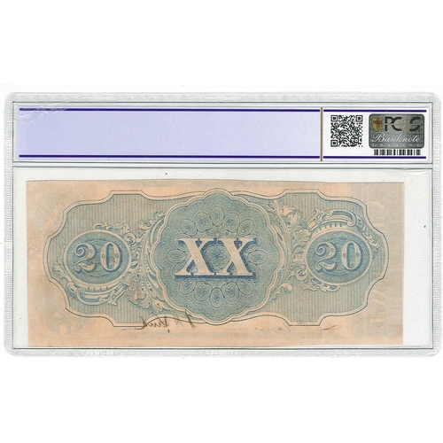 57 - Banknotes; Confederate States of America; 1863 Richmond, Virginia $20 note, Pick 61b. Encapsulated b... 