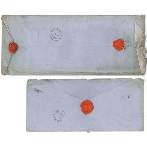 356 - Scottish Postal History; 1861-64 five long covers Edinburgh to Lady Drummond at Lasswade (one crudel... 