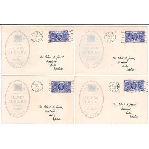 335 - U.K. First Day Covers; 1935 Silver Jubilee single stamps of illustrated envelopes for ½d (1), 1d (2)... 