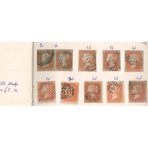 279 - UK; 1841-70 small and old remainder club book of mainly penny reds used, the bulk of these penny sta... 