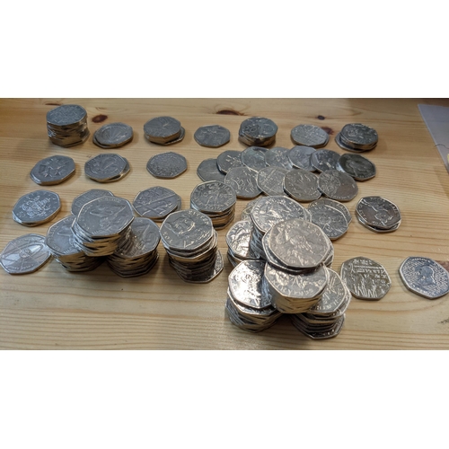 77 - Coins; UK; 1998-2019 bulk lot of 50p coins with special designs - between 1 and 62 each of over 25 d... 