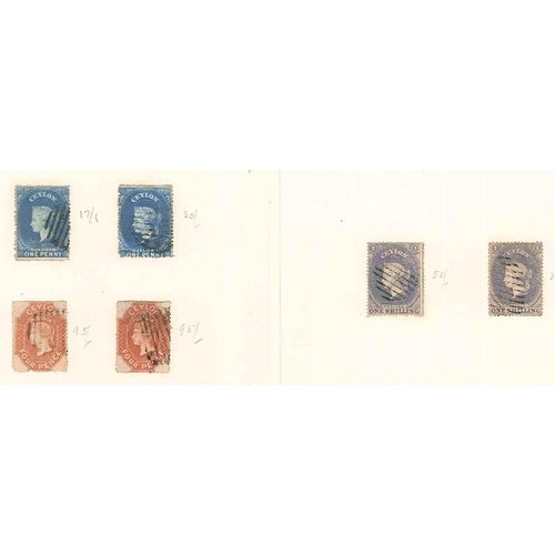 134 - Ceylon; 1861-70 small seln. of Pence issues mainly g./f.u. as four old auction lots (possibly last s... 