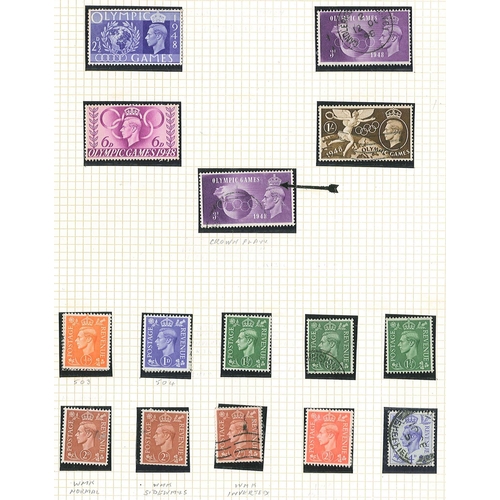 308 - UK; 1936-51 m. & u. on pages inc. 1939-48 £1 u.m., 1946 Victory 3d “Extra Berry” m.m., a few use... 