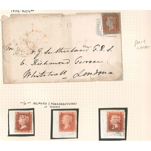 354 - Scottish Postal History; 1845-57 seln. of covers (9) and pieces (9) with coloured cancels, all eithe... 