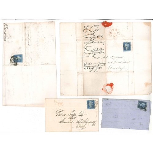 364 - UK Covers; 1845-68 mixed selection of covers/entires all with Twopence Blue adhesives of various iss... 