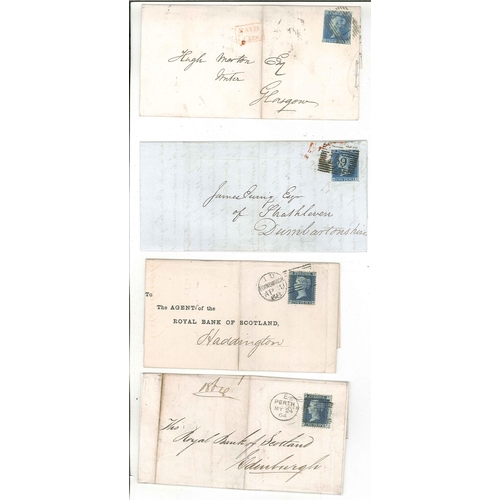 364 - UK Covers; 1845-68 mixed selection of covers/entires all with Twopence Blue adhesives of various iss... 