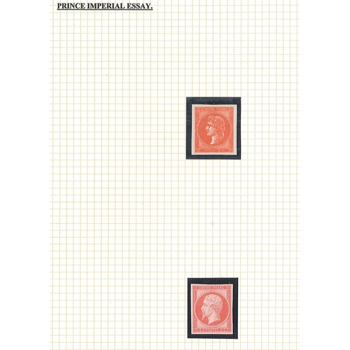 157 - France; 1853 colour trials for the Second Empire 25c in pale blue (paler at top, small thin) and in ... 