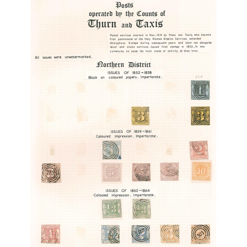 162 - German States; Thurn and Taxis; 1852-67 useful mint and used colln. of both districts on pages showi... 