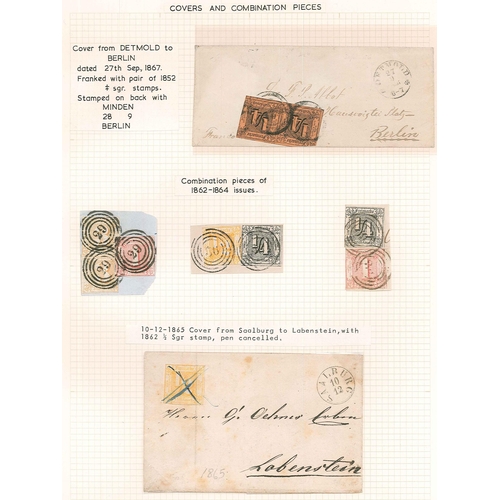 162 - German States; Thurn and Taxis; 1852-67 useful mint and used colln. of both districts on pages showi... 