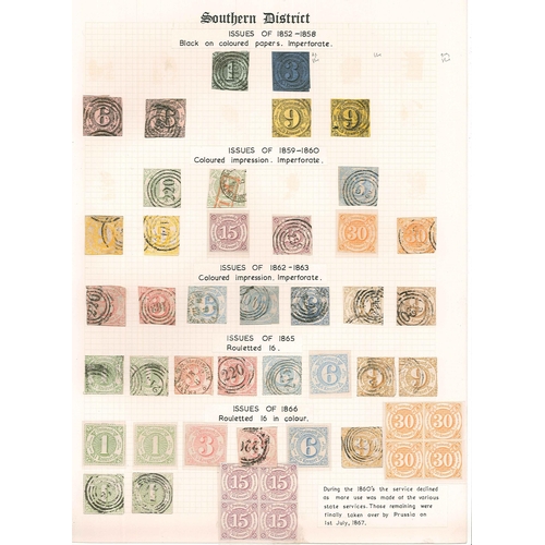 162 - German States; Thurn and Taxis; 1852-67 useful mint and used colln. of both districts on pages showi... 