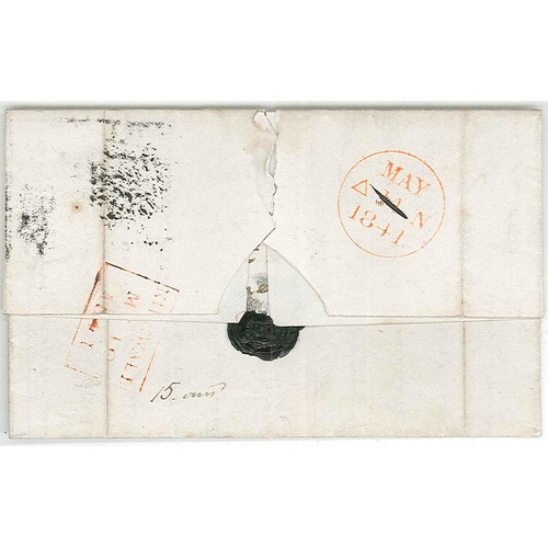 351 - Scottish Postal History; 1841 (10 May) large part entire Kirkwall to Edinburgh with Penny Black JB p... 