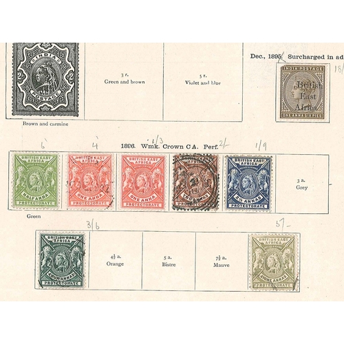 18 - Commonwealth; East Africa; pages with K.U.T. inc. 1890-95 3r to 5r m.m. (each with a straight edge),... 