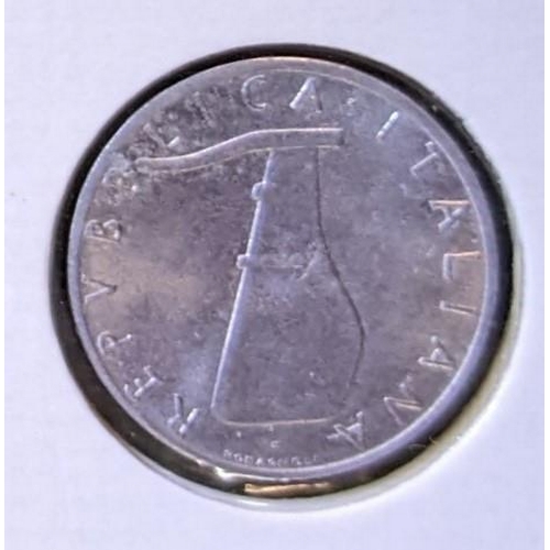 81 - Coins; Italy; 1956 5 lire (scarcest date of this type) EF.