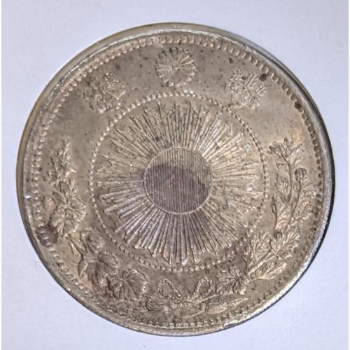 82 - Coins; Japan; 1870 (year 3) 1 Yen, type 1, EF. Krause no. 5.1.