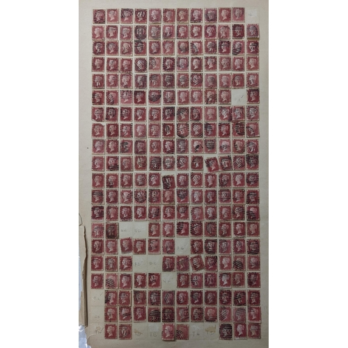 281 - UK; 1858-70 Penny Red Plates partial reconstruction of 225 different corner letters (mixed plates) g... 