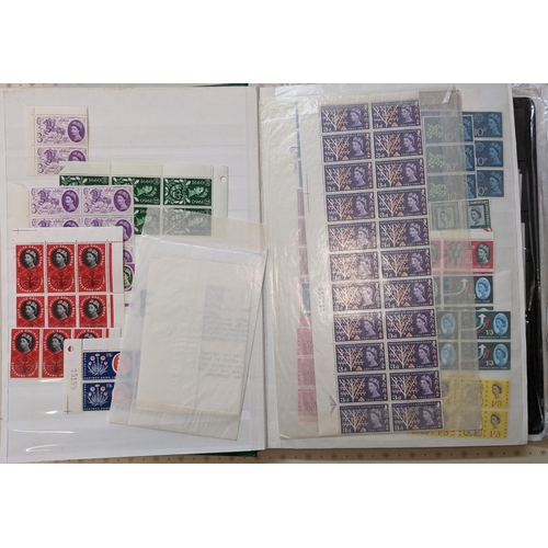 396 - UK Collections; 1935-70 stockbook and three stockleaves of u.m. singles and blocks of various sizes ... 