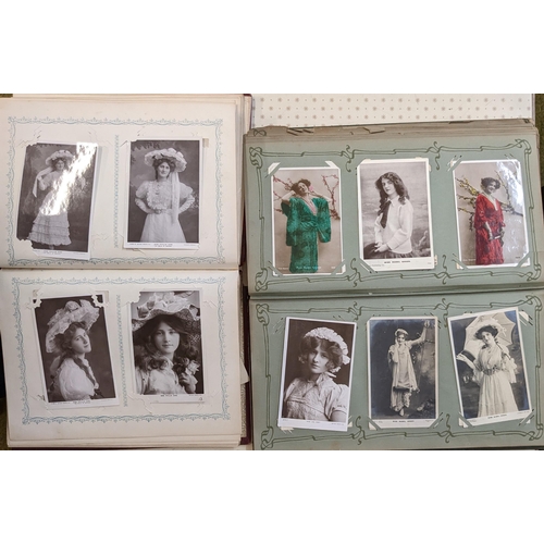 100 - Postcards; two original Edwardian albums of music hall/actresses - Gabrielle Ray, Phyllis Dare, Zena... 