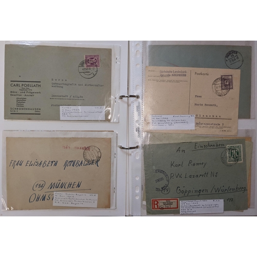 176 - Germany; 1945-46 album of Allied Occupation period covers, inc. a couple with obliterated Hitler sta... 