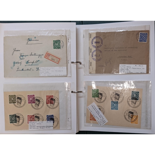 176 - Germany; 1945-46 album of Allied Occupation period covers, inc. a couple with obliterated Hitler sta... 