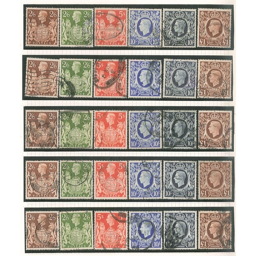 315 - UK; 1939-48 high values – eleven complete used sets (but for one 5/- missing). Mainly good/fine, con... 