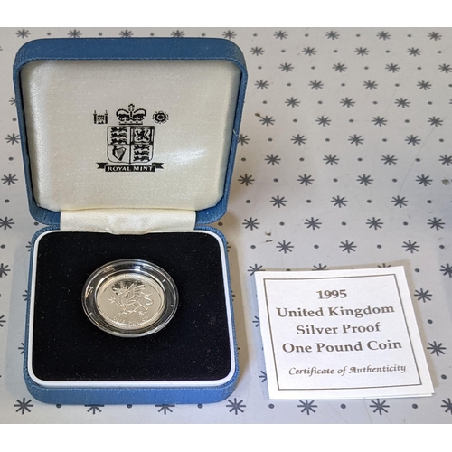 1127 - Coins; UK; 1995 £1 Dragon silver proof in box.