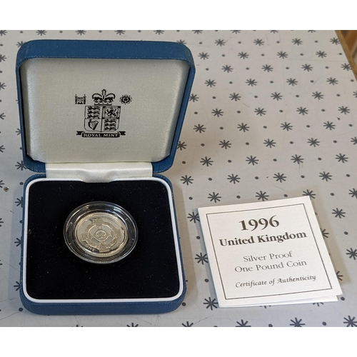 1129 - Coins; UK; 1996 £1 Celtic Cross silver proof in box.