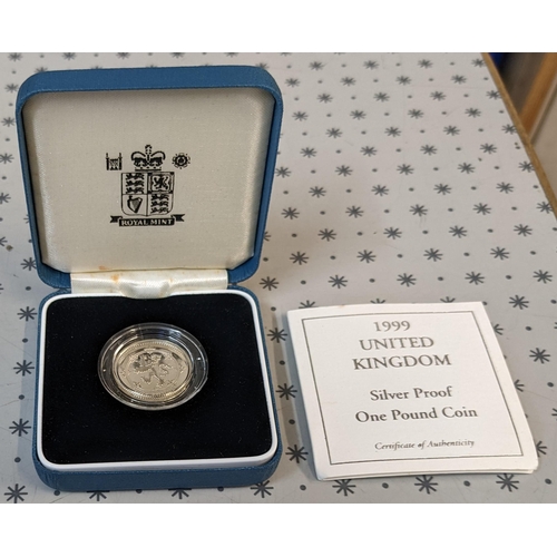 1135 - Coins; UK; 1999 £1 Scottish Lion silver proof in box.