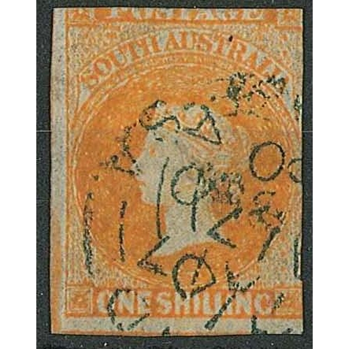 1247 - Australian States; South Australia; 1856-58 1/- fine used. Large margins left and foot, cut-into oth... 