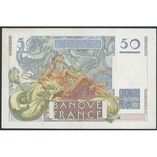 1045 - Banknotes; France; 1951 50f note, signatures of Cormier and Gargam, VF+. Krause 127c.... 