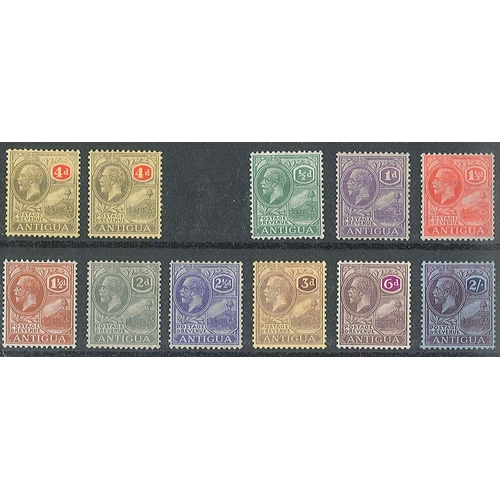 1236 - Antigua; 1921-29 wmk. MCA 4d (2), wmk. Script ½d, 1d violet, 1½d red, 1½dd brow... 