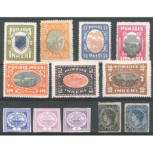 1042 - Forgeries; North Ingermanland (7), St. Lucia Steam Conv. Vo. (3), and Turks Islands (2).... 