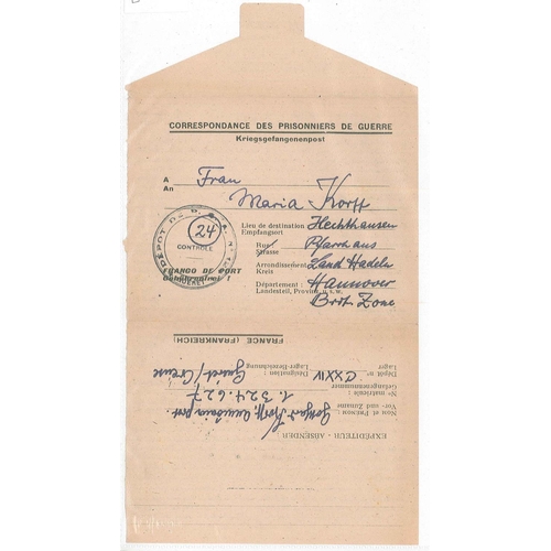 1026 - Covers; Prisoner of War Mail; 1946 printed lettersheet from Guéret Creause (France) to Hannover (Ger... 