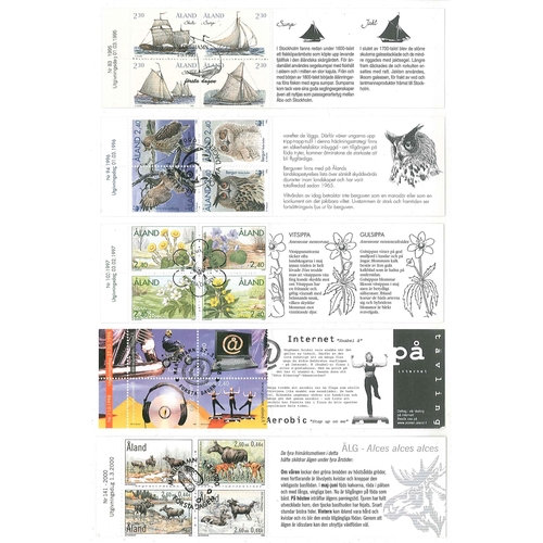 1226 - Åland Islands; 1995-2000 five c.t.o. fourblocks issued in booklets (cat.£65 for mint).... 