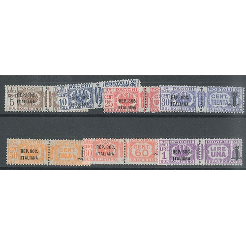 1920 - Italy; Italian Social Republic; 1944 Parcel Post seven lowest value pairs m.m., SG P77-P88 cat.£26.,... 