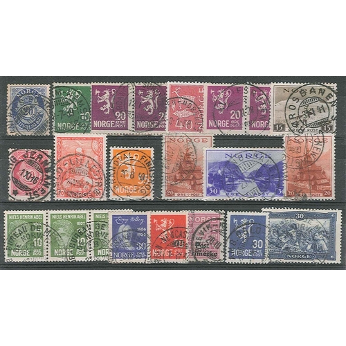 2142 - Norway; seln. of stamps with railway or ship cancels (17 items).