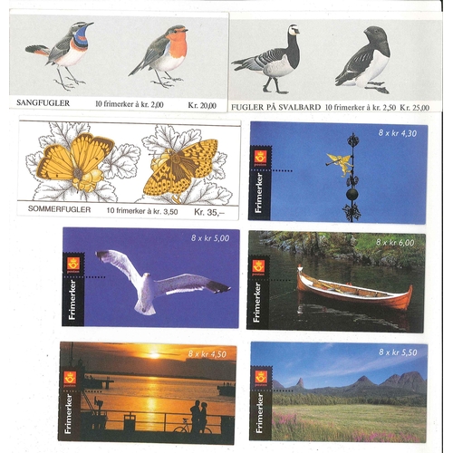 2147 - Norway; Booklets; 1982 Birds, 1983 Birds, 1994 Butterflies, 1997 Tourism (3 diff.), 1998 Tourism 36k... 