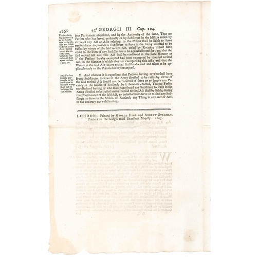 2803 - Scottish Postal History; 1803 printed act of Parliament 